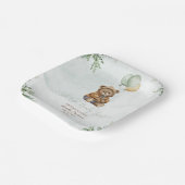 Assiettes En Carton Teddy Bear Brown Sage Green Balloons Baby (Angulaire)