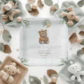 Assiettes En Carton Teddy Bear Brown Sage Green Balloons Baby