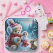 Assiettes En Carton Teddy Bear Construire un Snowman (Fête)