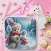 Assiettes En Carton Teddy Bear Construire un Snowman (Fête)