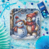 Assiettes En Carton Teddy Bear et Snowman (Fête)