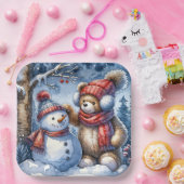 Assiettes En Carton Teddy Bear et Snowman (Fête)