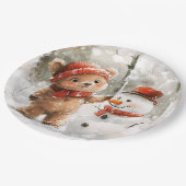 Assiettes En Carton Teddy Bear et Snowman (Angle)