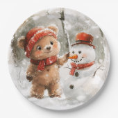 Assiettes En Carton Teddy Bear et Snowman (Devant)