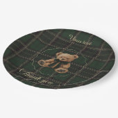 Assiettes En Carton Teddy Bear Green Tartan Paper Plate (Angle)