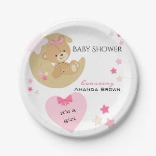 Assiettes En Carton Teddy Bear Love Baby Girl Show