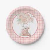Assiettes En Carton Teddy Bear mignonne Plaque en papier rose (Devant)