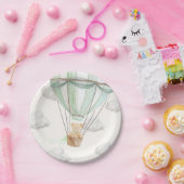 Assiettes En Carton Teddy Bear Mint Green Hot Air Balloon (Fête)