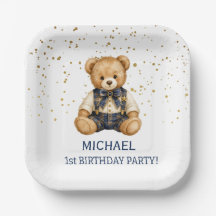 Teddy Bear Navy Blue Boy Birthday