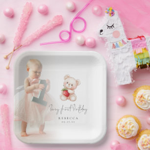 Assiettes En Carton Teddy Bear Photo Overlay Berry Premier anniversair