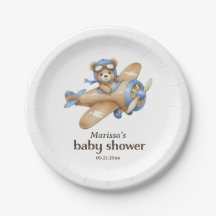 Teddy Bear Pilote Baby Boy Douche Plaque en papier