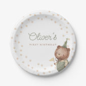 Assiettes En Carton Teddy Bear Première fête d'anniversaire (Devant)