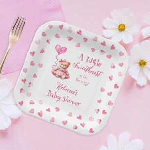 Assiettes En Carton Teddy Bear Un Petit Baby shower Fille Amoureuse