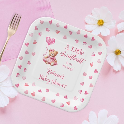 Assiettes En Carton Teddy Bear Un Petit Baby shower Fille Amoureuse