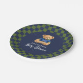 Assiettes En Carton Teddy Beary Checkboard Retro Baby Shower (Angle)