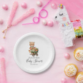 Assiettes En Carton Teddy Floral Boy Plaques de papier bleu rustique (Fête)