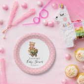 Assiettes En Carton Teddy Girl Foral Dots Rustiques Plaques de papier (Fête)