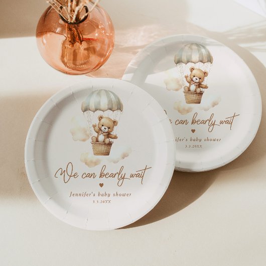 Assiettes En Carton Teddy ours on peut attendre baby shower
