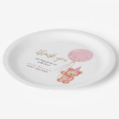 Assiettes En Carton Teddy ours rose Balloon fille Baby shower Merci (Angle)