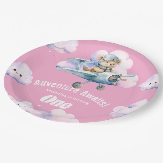 Assiettes En Carton Teddy's Sky-High Soiree : Un premier anniversaire (Angle)