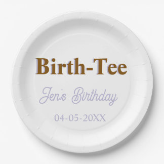 ASSIETTES EN CARTON TEE ANNIVERSAIRE JOYEUX ANNIVERSAIRE NOM MODERNE V
