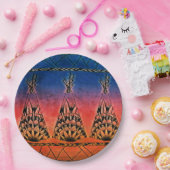 Assiettes En Carton Teepees Tribales Colorées Art Boho Design (Fête)