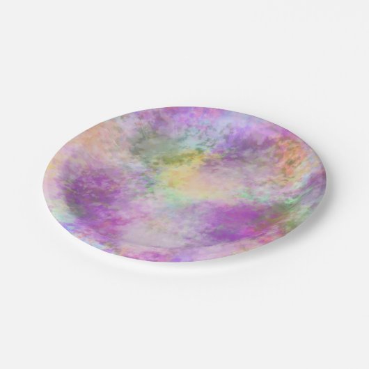 Assiettes En Carton Teinture à cravate arc-en-ciel (Angle)