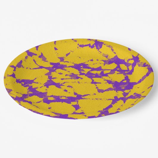 Assiettes En Carton Teinture à tarte violette et jaune (Angle)