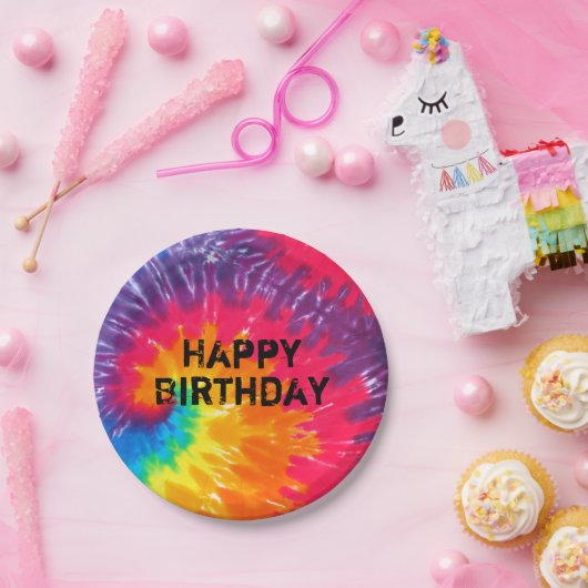 Assiettes En Carton teinture de cravate psychédélique sauvage motif ab (Fête)