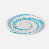 Assiettes En Carton Teinture Turquoise bleu clair blanc tourbillon (Angle)