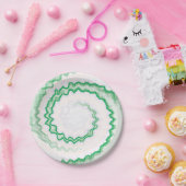Assiettes En Carton Teinture vert blanc tourbillon (Fête)
