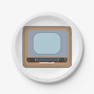 Assiettes En Carton Télévision à l'ancienne Plaques de papier TV rétro
