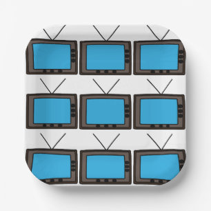 Assiettes En Carton Télévision Ancienne Rétro Vintage Fête