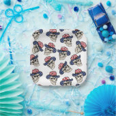 Assiettes En Carton Téméraire crâne américain (Fête)