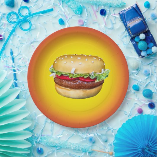 Assiettes En Carton Temps d'hamburger (Fête)