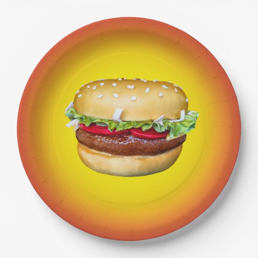 Assiettes En Carton Temps d'hamburger (Devant)