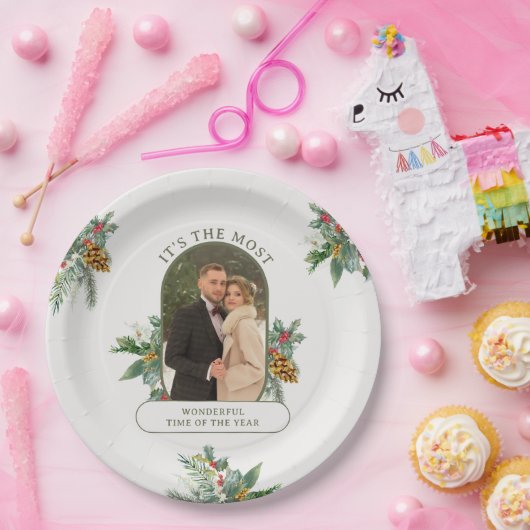 Assiettes En Carton Temps le plus merveilleux de l'année Photo Noël (Fête)