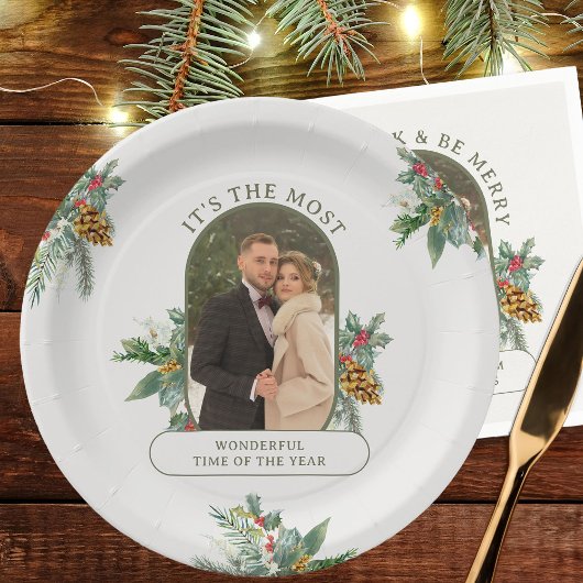 Assiettes En Carton Temps le plus merveilleux de l'année Photo Noël