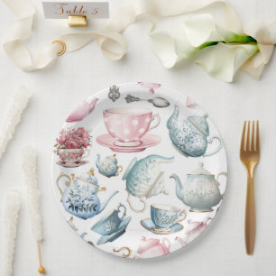 Assiettes En Carton Temps pour le thé Vintage plaque papier Motif
