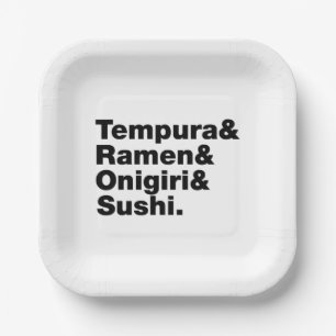 Assiettes En Carton Tempura & Ramen & Onigiri & Sushi.
