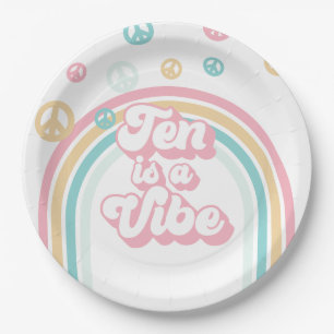 Assiettes En Carton Ten est Vibe Retro Summer Rainbow