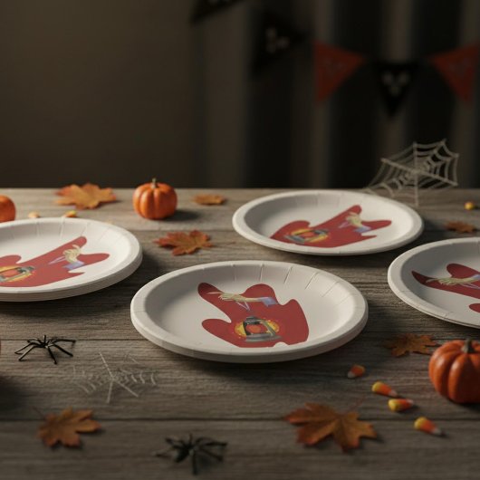 Assiettes En Carton Tenant Une Lanterne