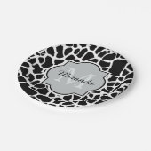Assiettes En Carton Tendance Black White Giraffe Imprimer Nom Monogram (Angle)