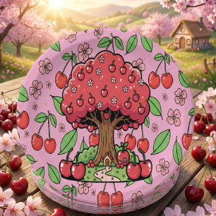 Assiettes En Carton Tendance Rouge Cerise Kawaii Style Fille Mignonne