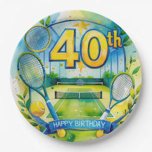 Assiettes En Carton Tennis 40e Anniversaire balle de tennis et nombre