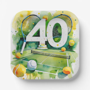 Assiettes En Carton Tennis 40e Anniversaire balle de tennis et nombre