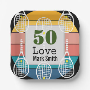 Assiettes En Carton Tennis 50e Anniversaire balle de tennis numéro amo