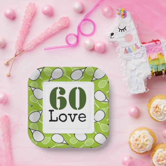 Assiettes En Carton Tennis 60e Anniversaire balle de tennis numéro amo (Fête)