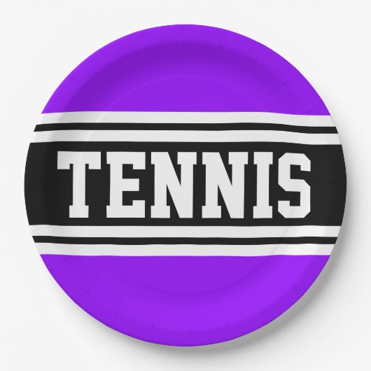 Assiettes En Carton TENNIS Amusant Gras Bandes de course Violettes Noi (Devant)