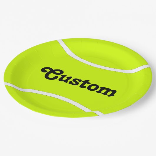 Assiettes En Carton Tennis Ball Custom Text Team Party Plaques papier (Angle)